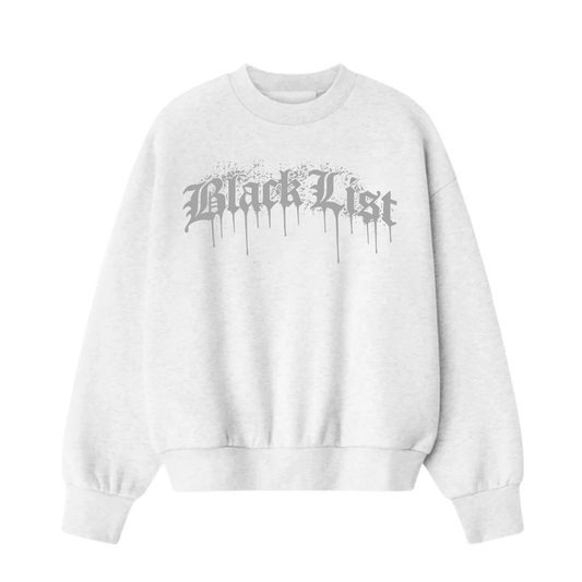 BLACKLIST DRIP WHITE NADO GREY OVERSIZED SWEATSHIRT