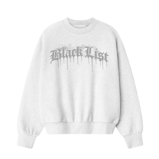 BLACKLIST DRIP WHITE NADO GREY OVERSIZED SWEATSHIRT