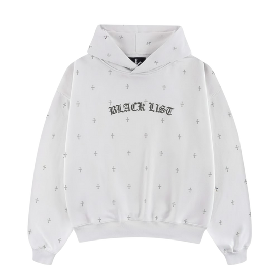 CHROME CROSSES WHITE OVERSIZED HOODIE
