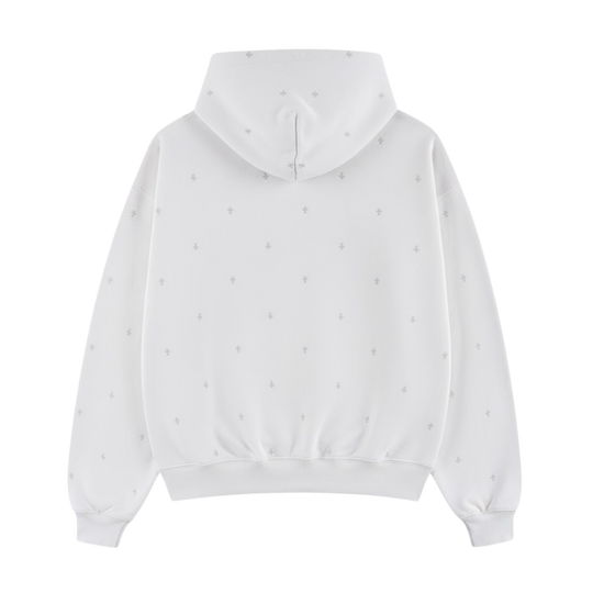 CHROME CROSSES WHITE OVERSIZED HOODIE