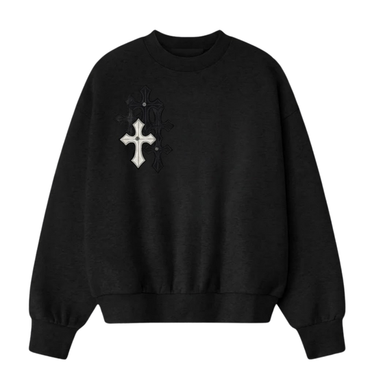 BLACKLIST ESSENTIAL CROSS BLACK SWEATSHIRT