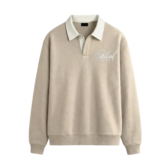 BLACKLIST CLASSIC SOFT BEIGE POLO SWEATSHIRT