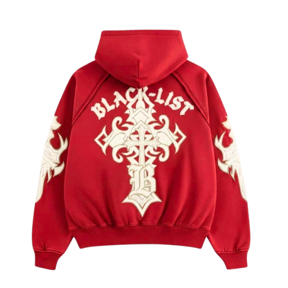 BLACKLIST CROSSES RED OVERSIZED HOODIE