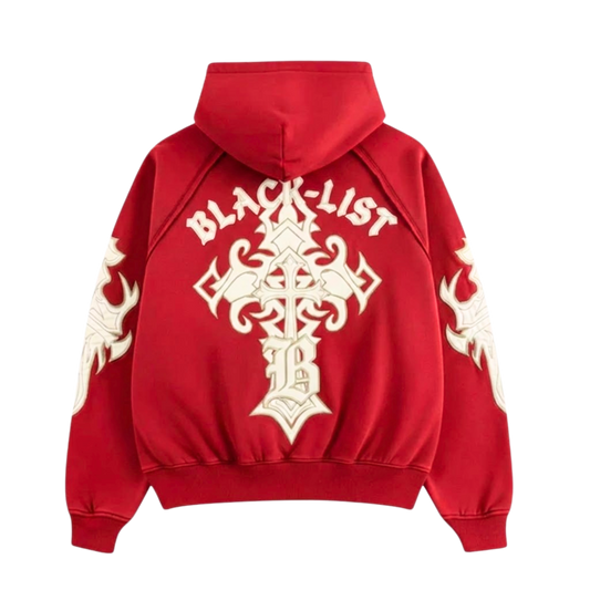 BLACKLIST CROSSES RED OVERSIZED HOODIE
