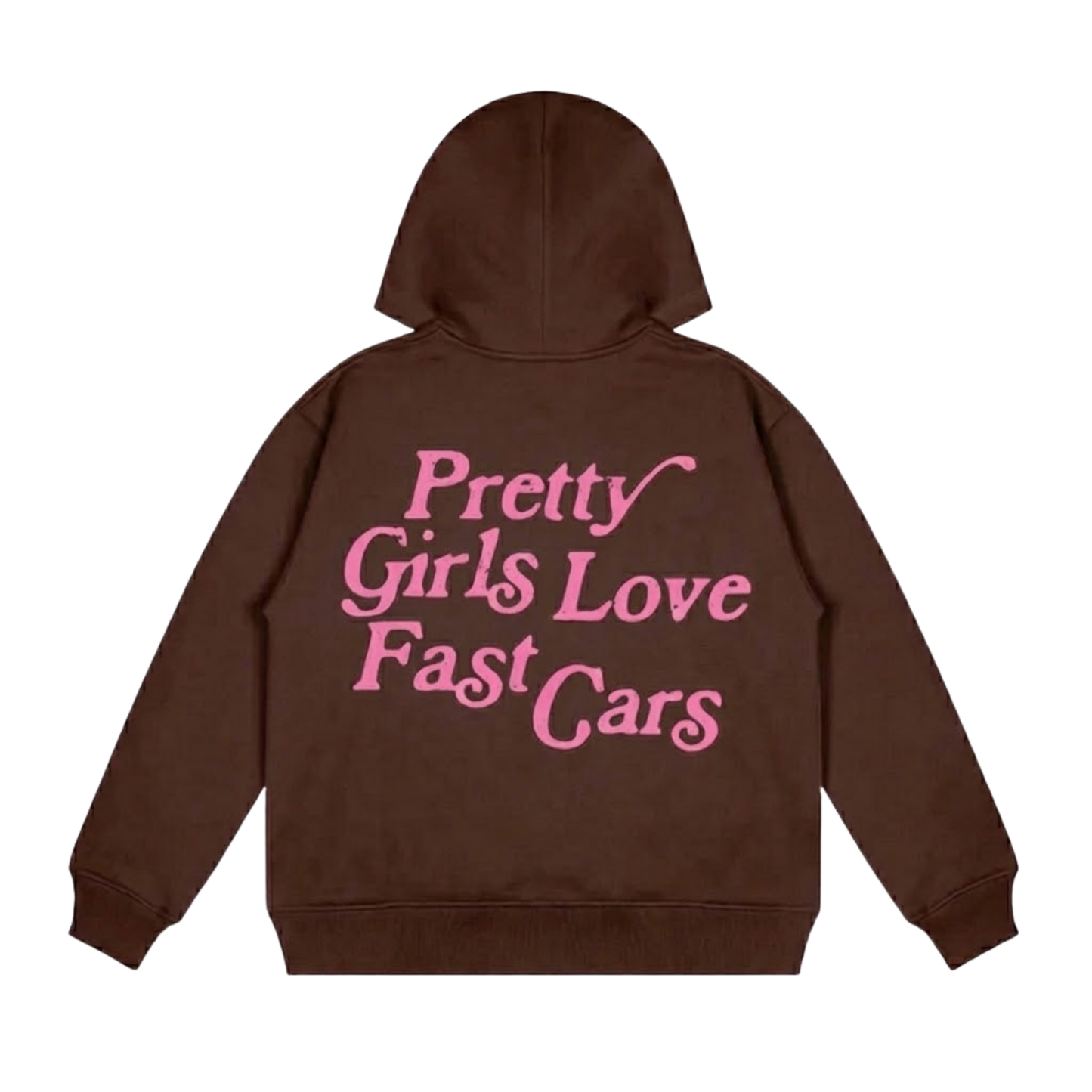 PRETTY GIRLS LOVE FAST CARS BROWN AND PINK OVERSIZED HOODIE