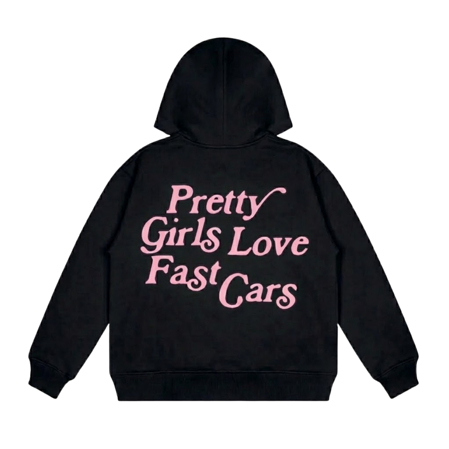 PRETTY GIRLS LOVE FAST CARS BLACK AND PINK OVERSIZED HOODIE
