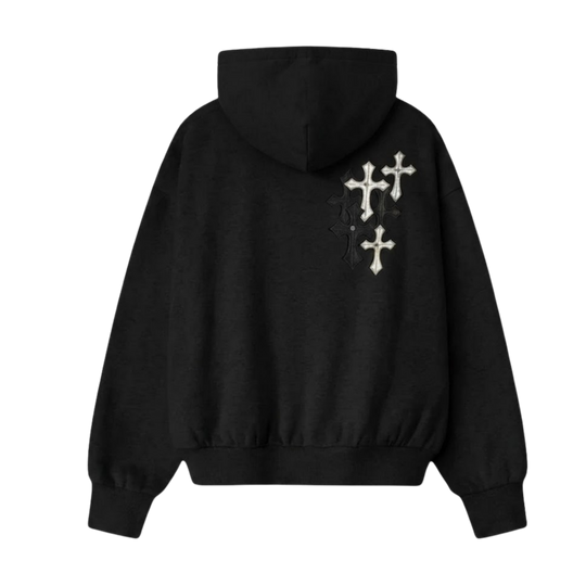 BLACKLIST CROSSES BLACK OVERSIZED HOODIE