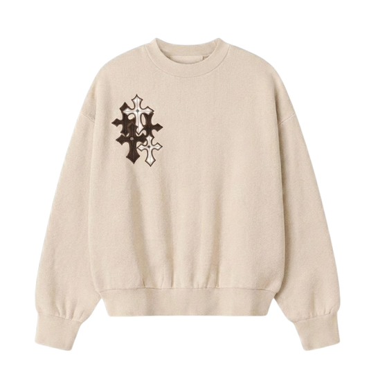 BLACKLIST ESSENTIAL CROSS DESERT SAND SWEATSHIRT