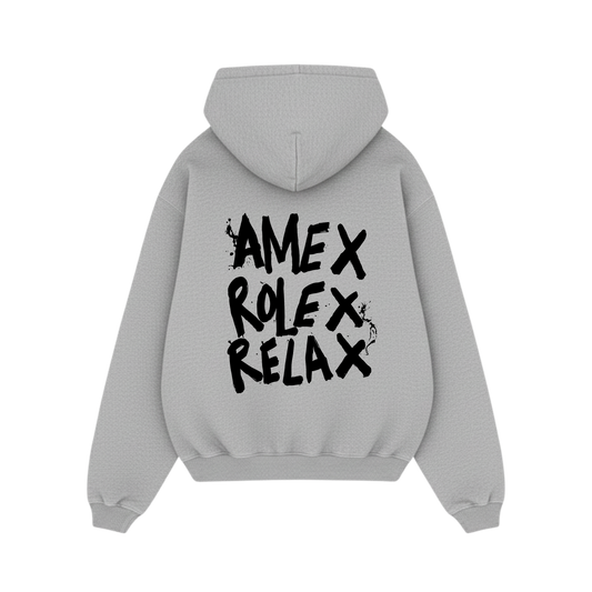AMEX ROLEX RELAX GREY OVERSIZED HOODIE