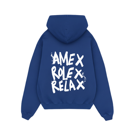 AMEX ROLEX RELAX BLUE OVERSIZED HOODIE