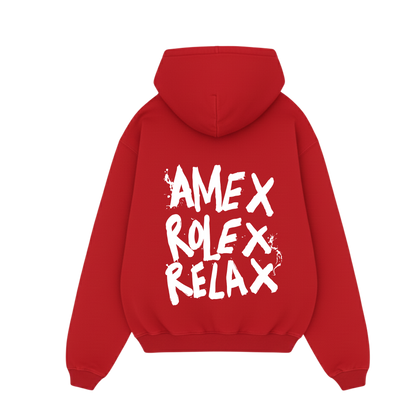 AMEX ROLEX RELAX RED OVERSIZED HOODIE