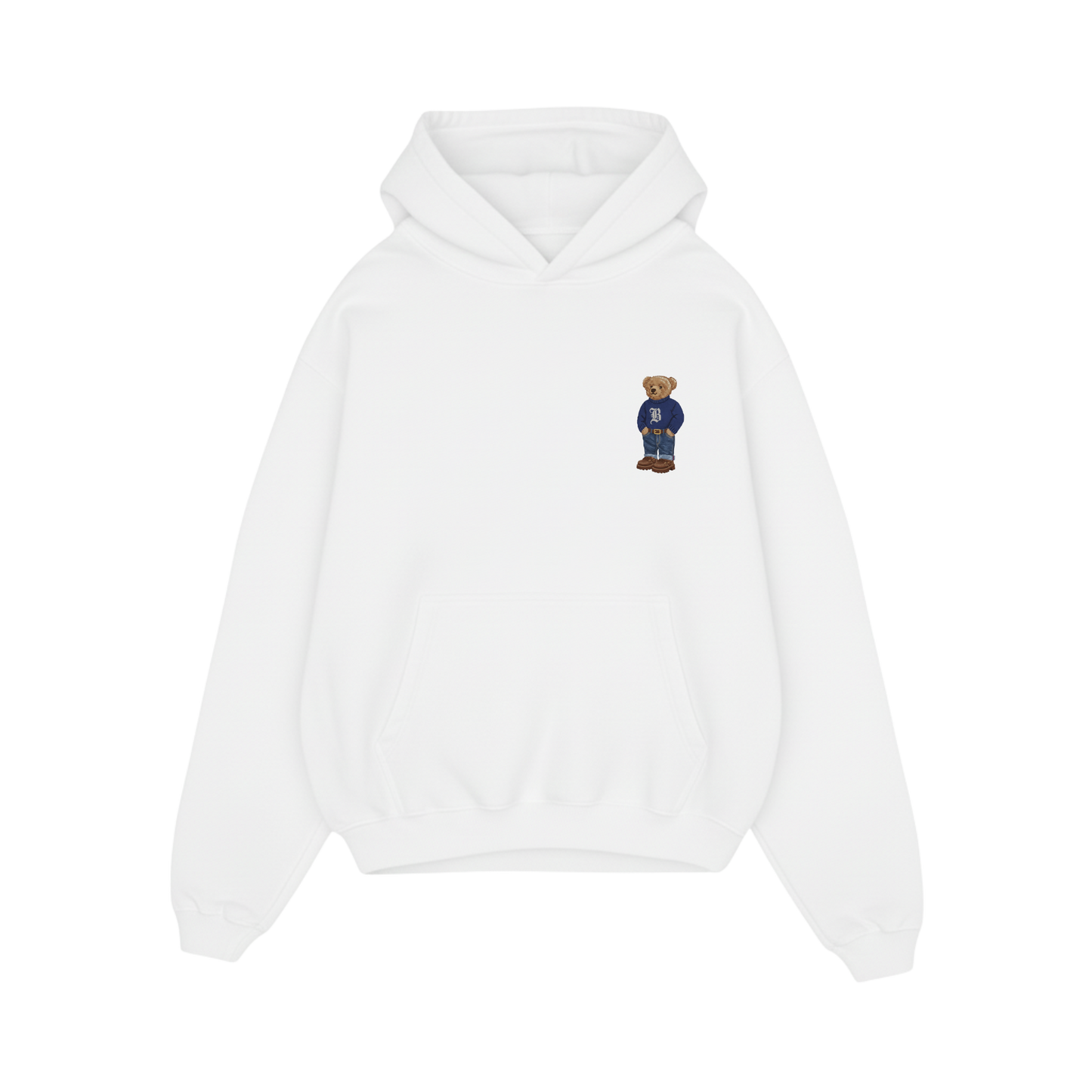 BLACKLIST BEAR OFFICIAL WHITE OVERSIZED HOODIE BASICS 3.0