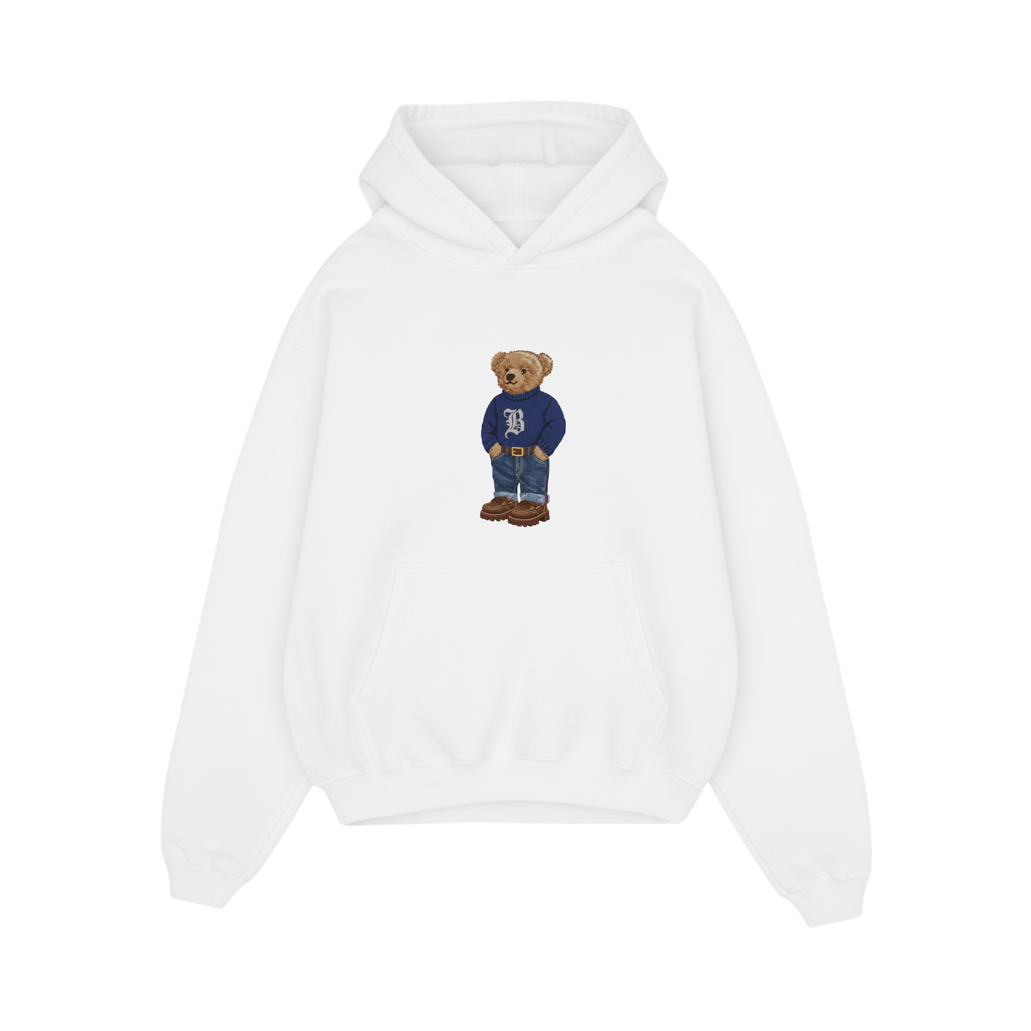 BLACKLIST BEAR OFFICIAL WHITE OVERSIZED HOODIE BASICS 2.0