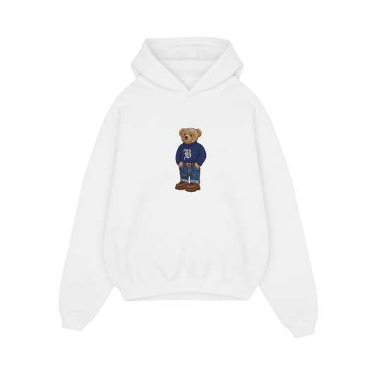 BLACKLIST BEAR OFFICIAL WHITE OVERSIZED HOODIE BASICS 2.0