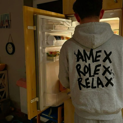 AMEX ROLEX RELAX GREY OVERSIZED HOODIE