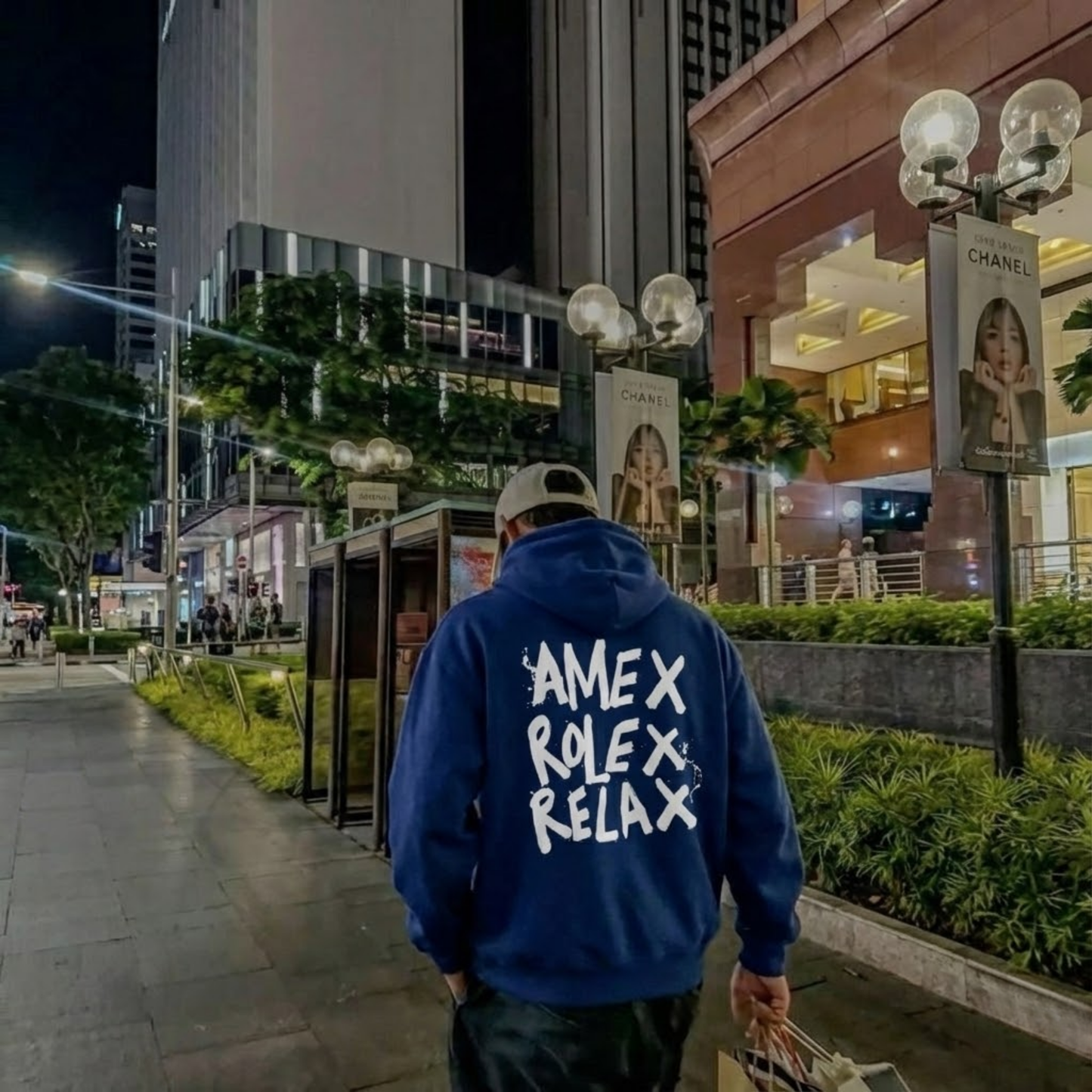 AMEX ROLEX RELAX BLUE OVERSIZED HOODIE