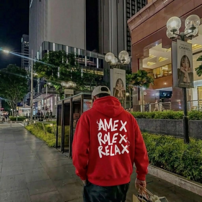 AMEX ROLEX RELAX RED OVERSIZED HOODIE