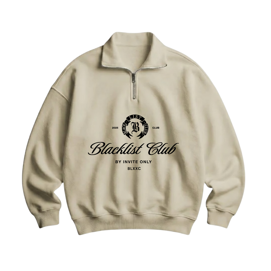 BLACKLIST HALF ZIP UP BEIGE POLO