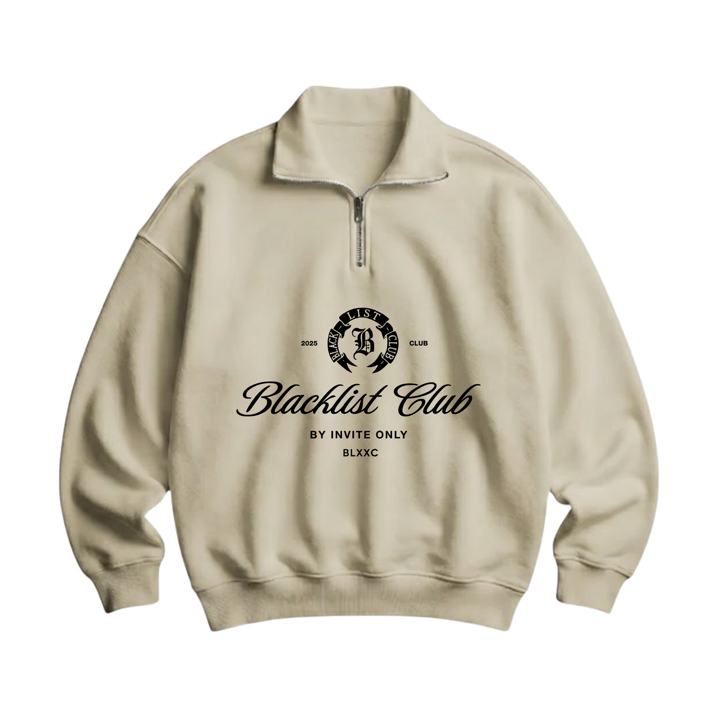 BLACKLIST HALF ZIP UP BEIGE POLO