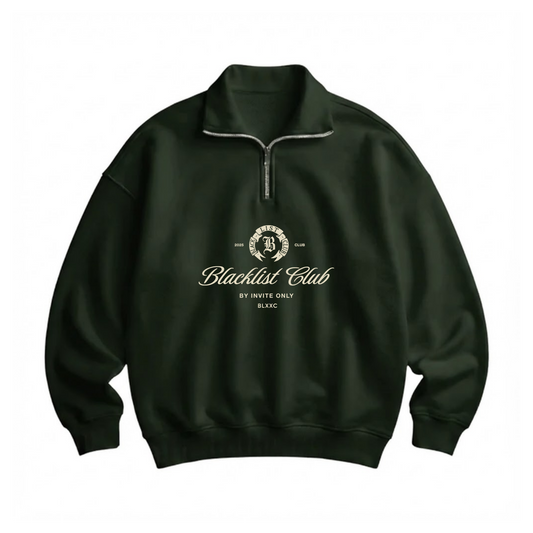 BLACKLIST HALF ZIP UP OLIVE POLO