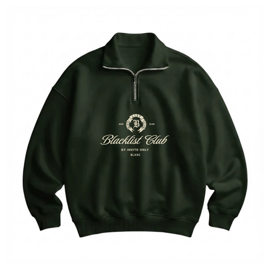 BLACKLIST HALF ZIP UP OLIVE POLO