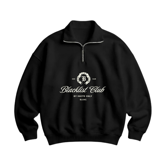 BLACKLIST HALF ZIP UP BLACK POLO