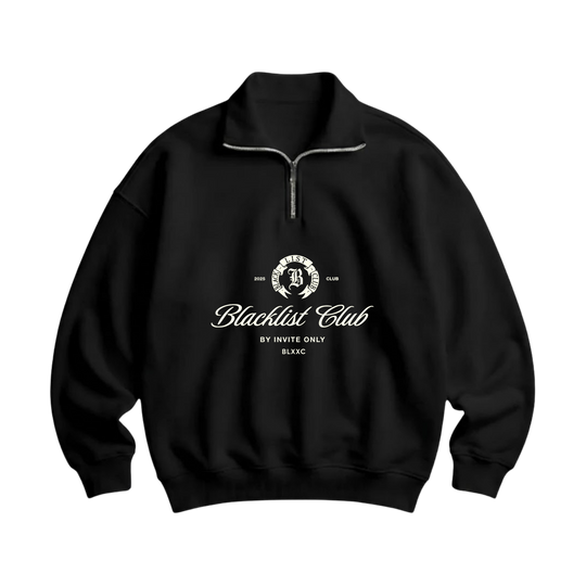 BLACKLIST HALF ZIP UP BLACK POLO