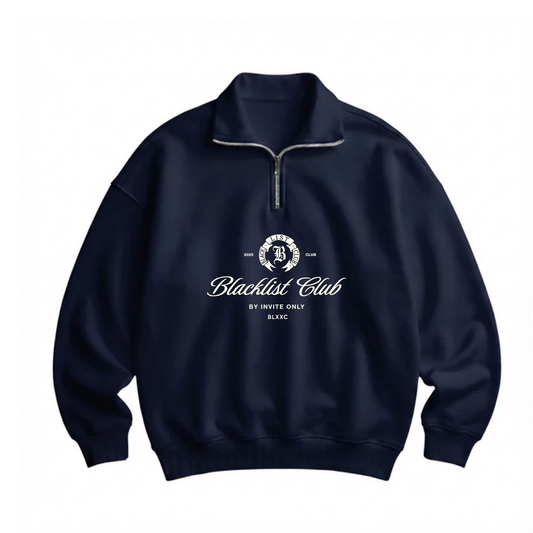 BLACKLIST HALF ZIP UP NAVY POLO