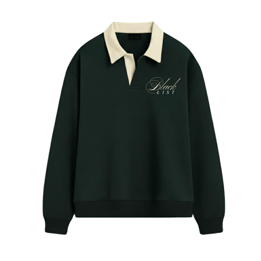 BLACKLIST CLASSIC OLIVE GREEN POLO SWEATSHIRT