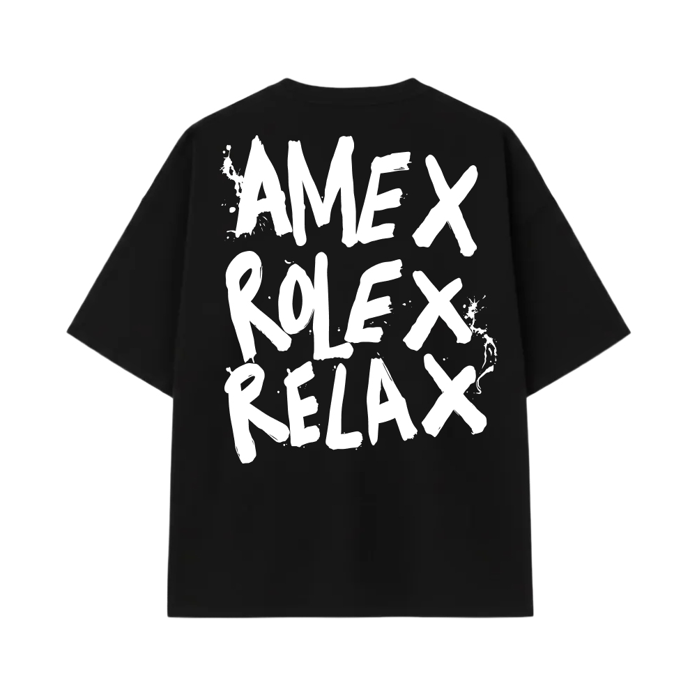 Amex Rolex Relax Black Oversized T-shirt