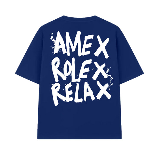 Amex Rolex Relax Blue Oversized T-Shirt