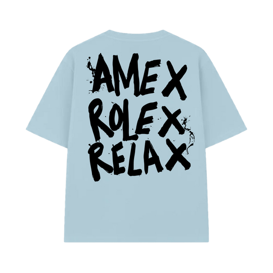 Amex Rolex Relax Ice Blue Oversized T-Shirt
