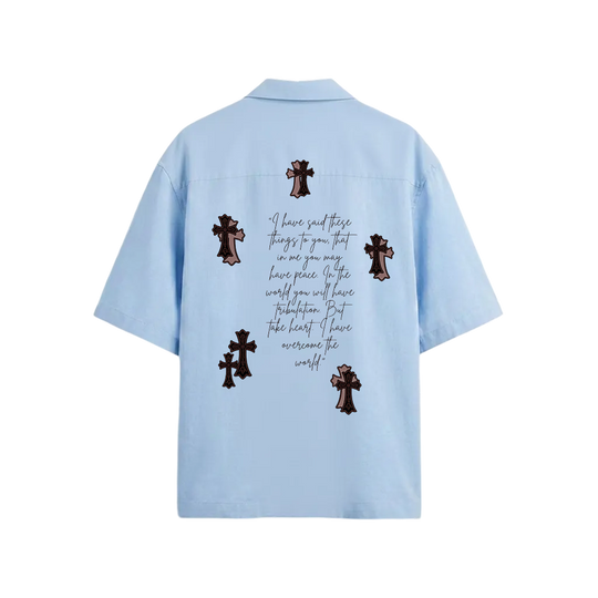Brown Cross Blacklist Ice Blue Bowling Shirt