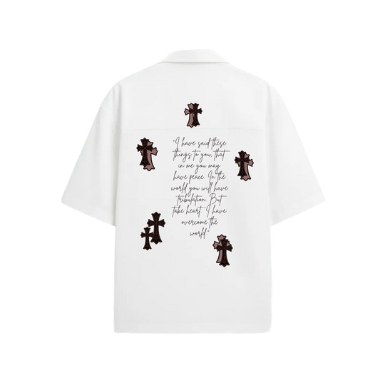 Brown Cross Blacklist White Bowling Shirt