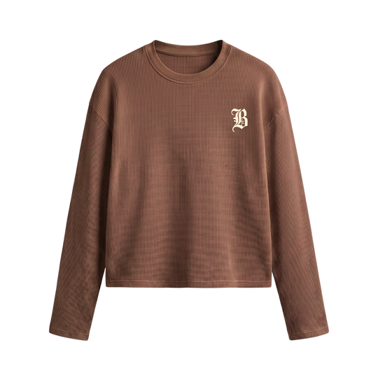 Blacklist Classic Minimal Waffle T-Shirt Brown