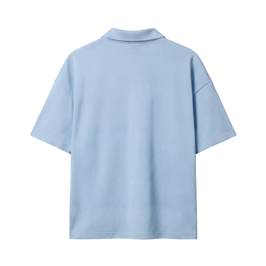 Blacklist Club Ice Blue Oversized Quarter Zip T-Shirt