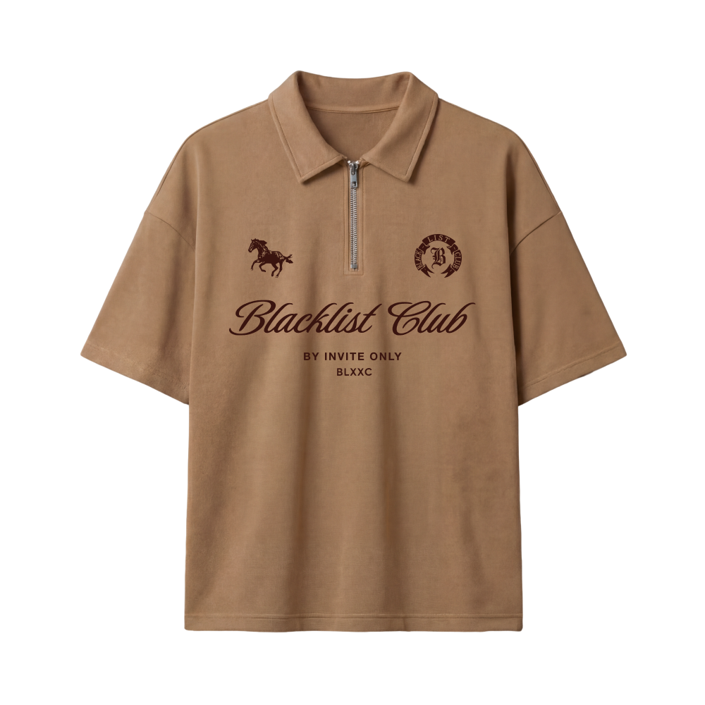 Blacklist Club Sand Oversized Quarter Zip T-Shirt