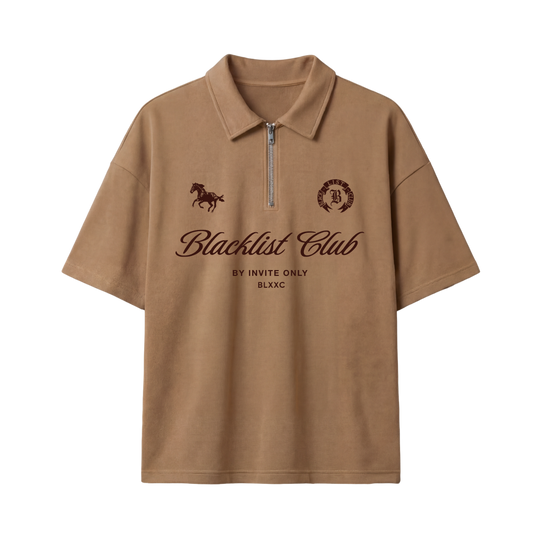 Blacklist Club Sand Oversized Quarter Zip T-Shirt