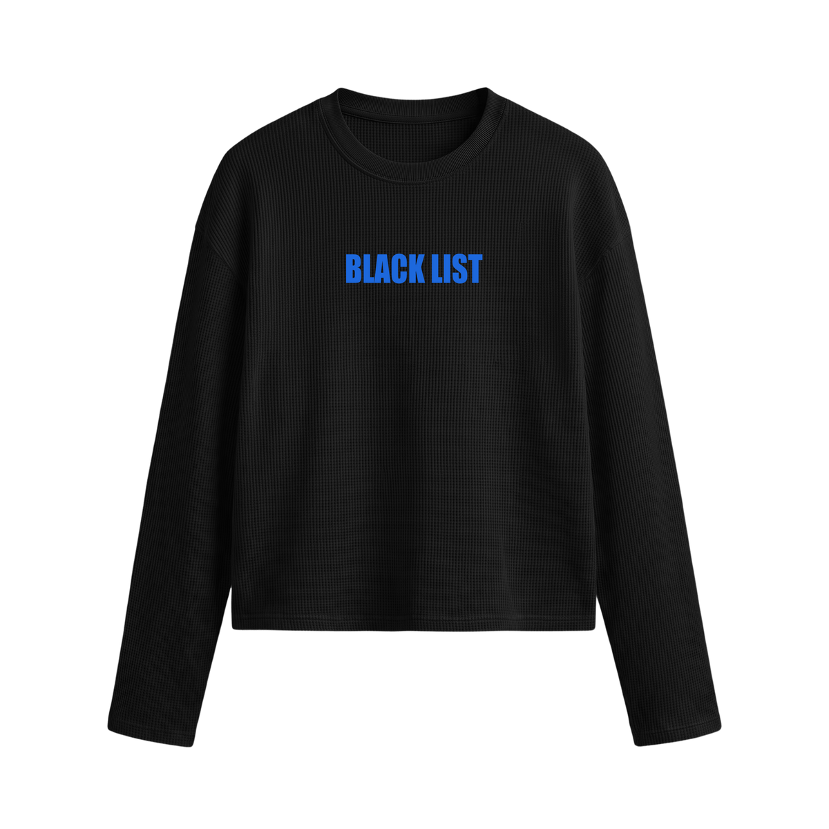 Blacklist Drip Blue Oversized Waffle T-shirt Black