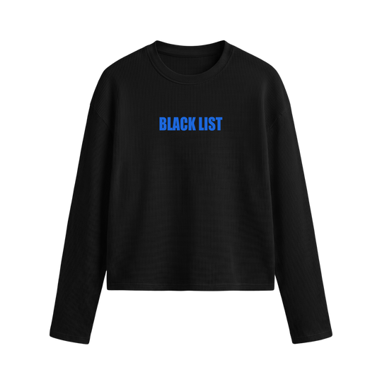 Blacklist Drip Blue Oversized Waffle T-Shirt Black