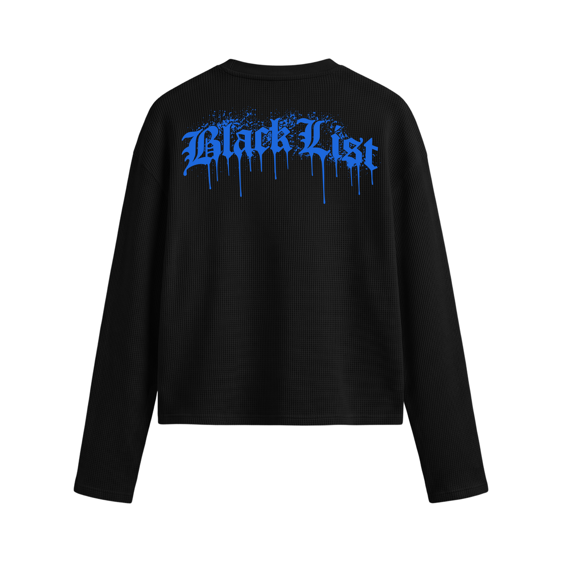 Blacklist Drip Blue Oversized Waffle T-shirt Black