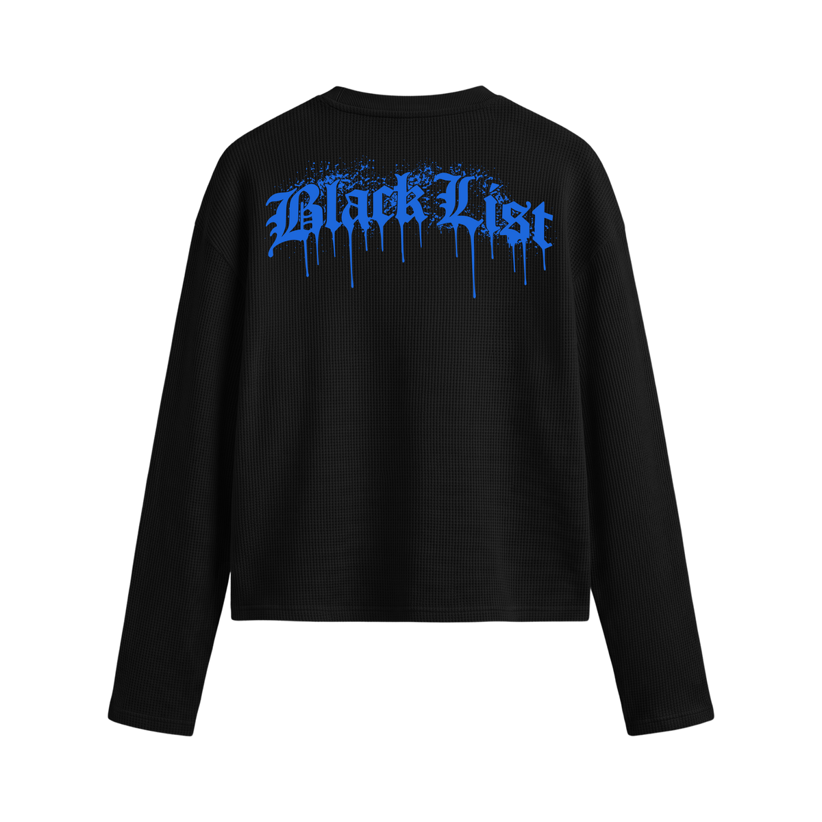 Blacklist Drip Blue Oversized Waffle T-shirt Black