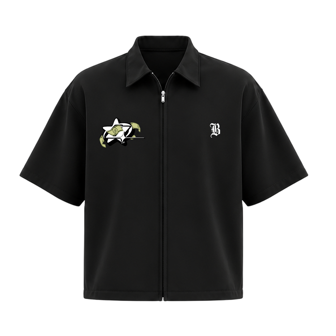 Blacklist Paper Trail Zipper Shirt Black