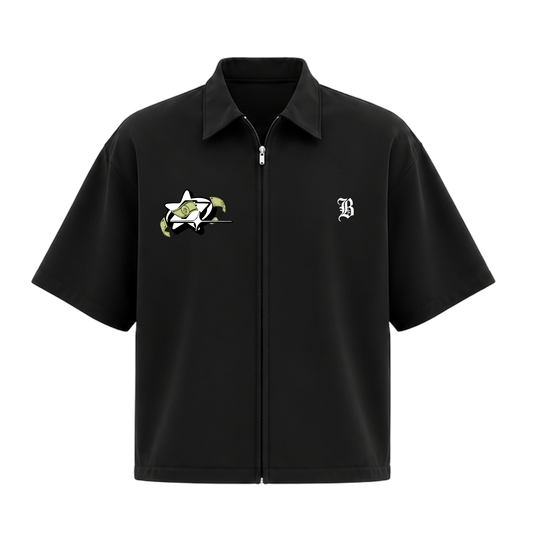 Blacklist Paper Trail Zipper Shirt Black