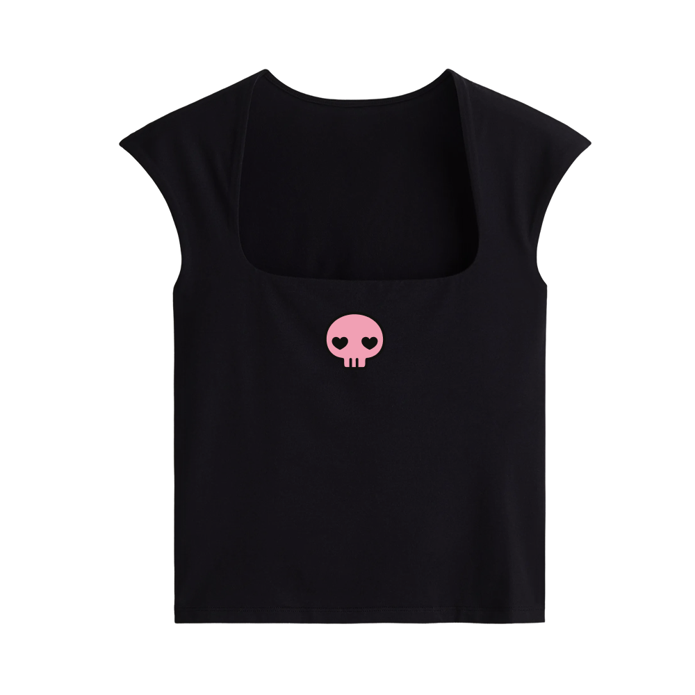 Blacklist Skull Brat Baby Tee Black