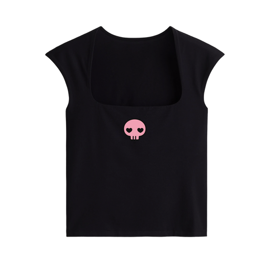 Blacklist Skull Brat Baby Tee Black