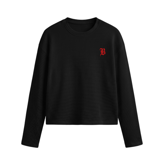 Blacklist Wild Rose Knit Waffle T-shirt Black