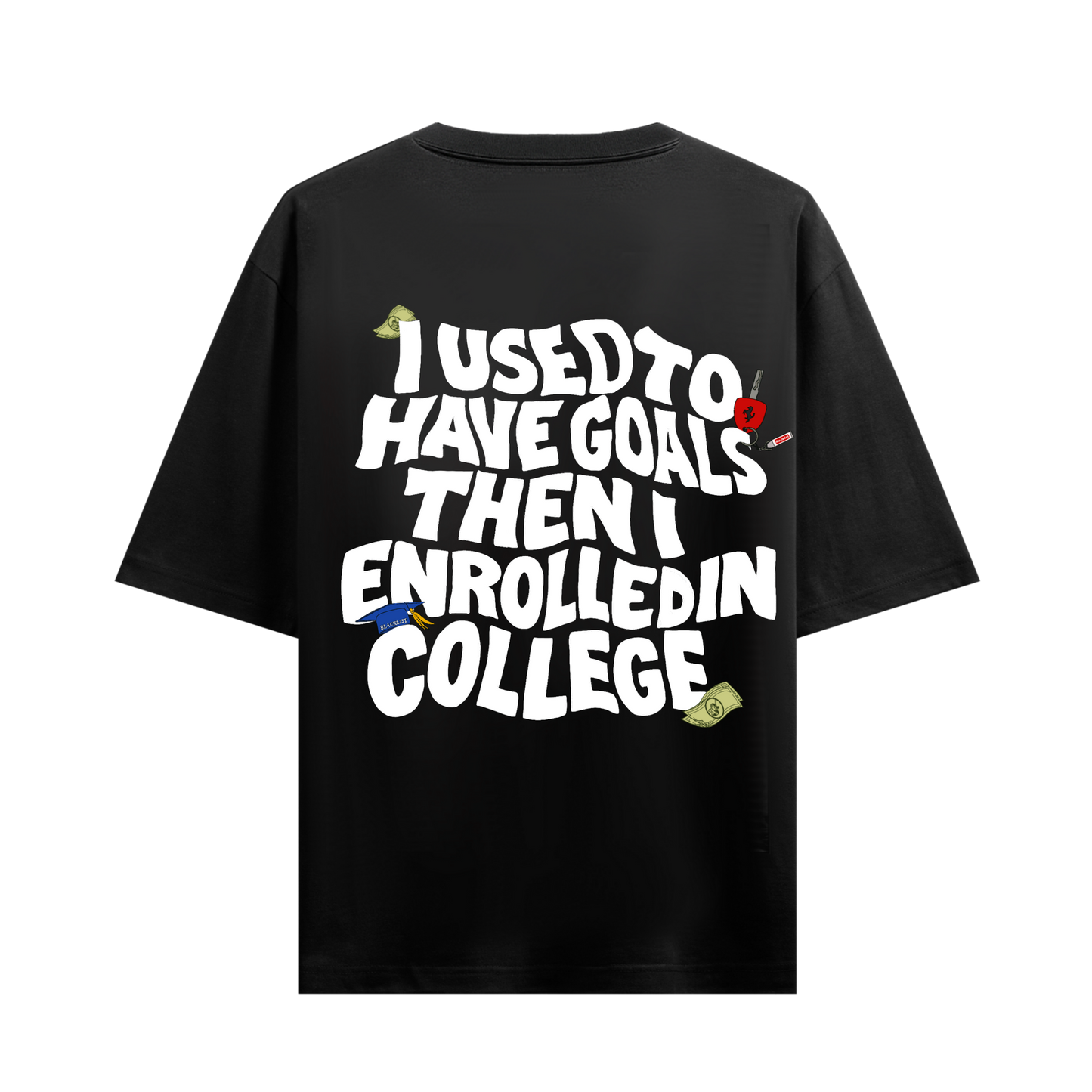 ONE OF ONE I USED TO HAVE GOALS  BLACK OVERSIZED T-SHIRT