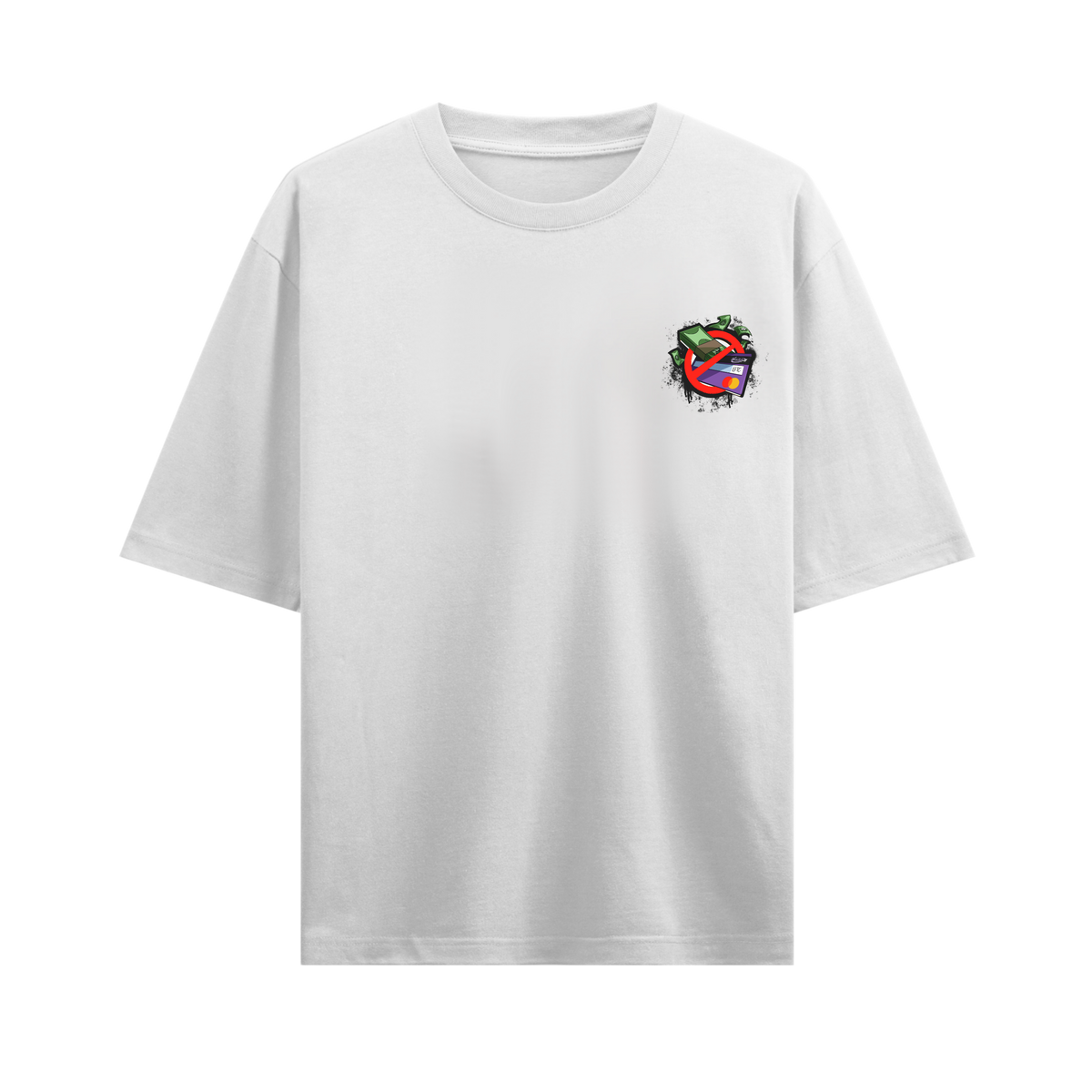 CASH & CARDS WHITE OVERSIZED T-SHIRT