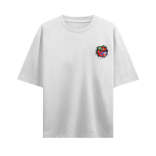 CASH & CARDS WHITE OVERSIZED T-SHIRT